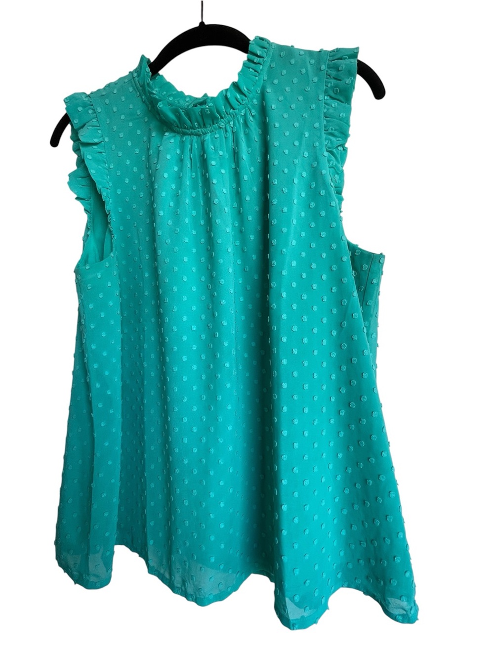 J. Crew Teal Ruffle Neck Sleeveless Blouse Fully Lined size Large
